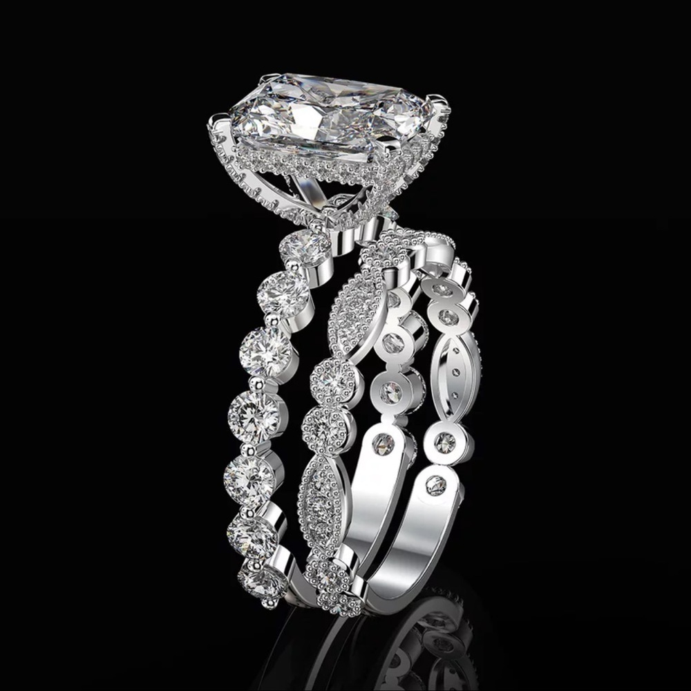 NWT 925 Sterling Silver Wedding Ring Set